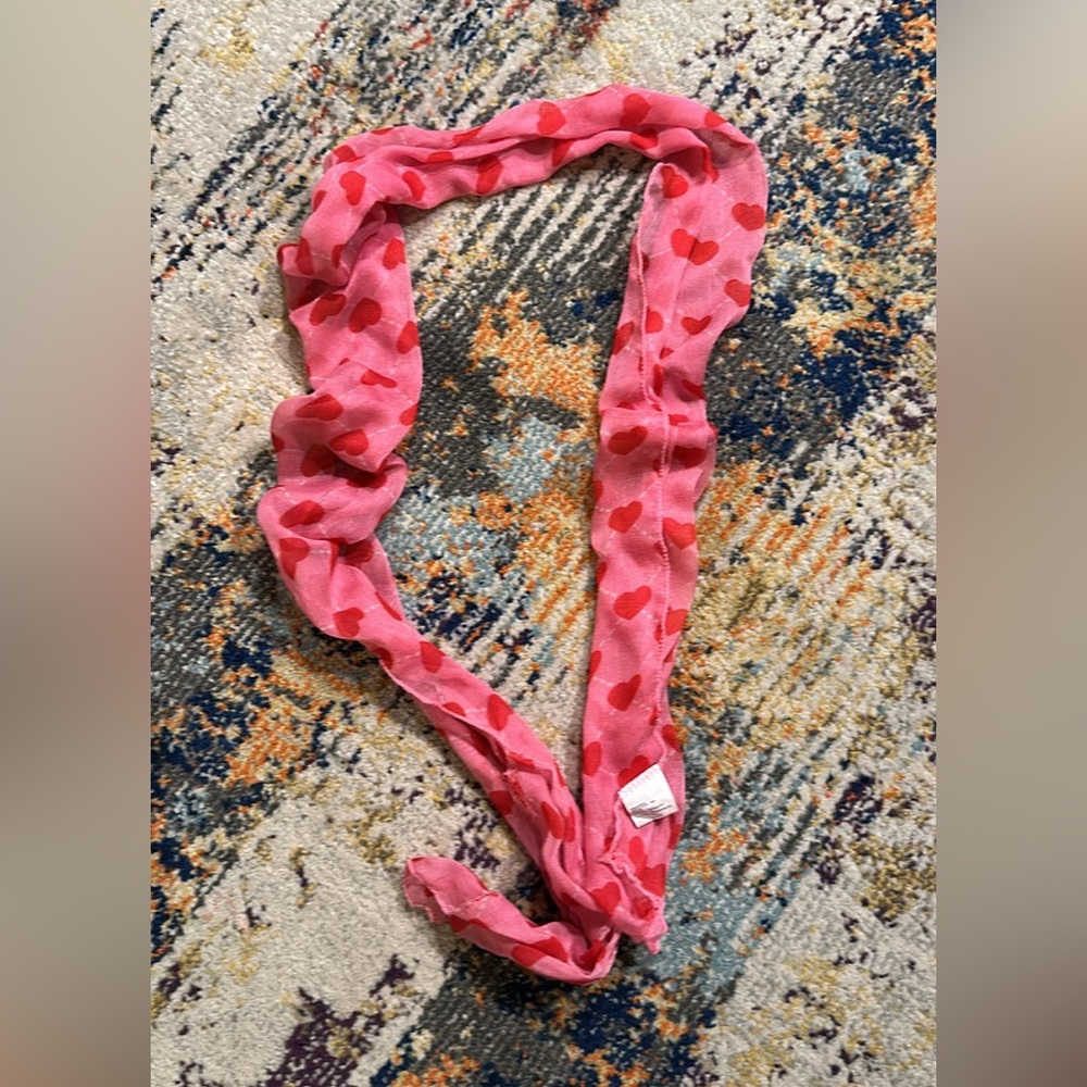 Pink Heart Patterned Scarf